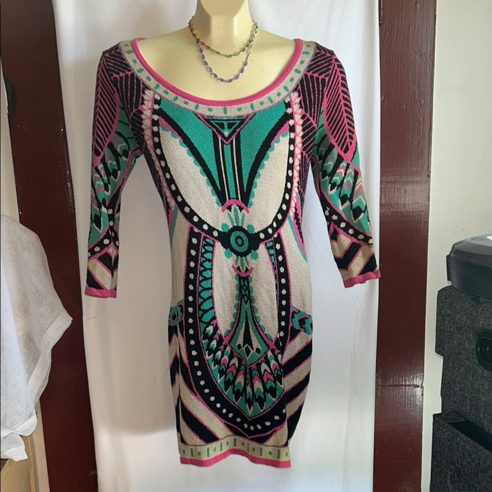 Flying Tomato Pink and Green Long Sleeve Dress
